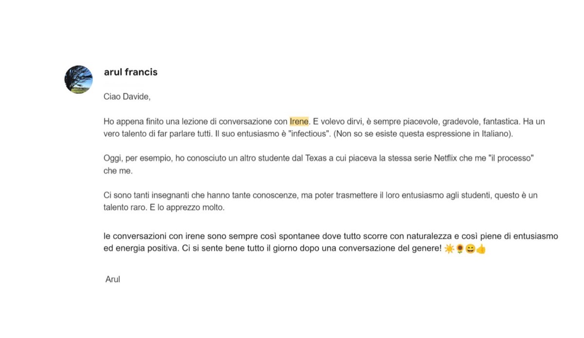 Testimonial di Arul Francis